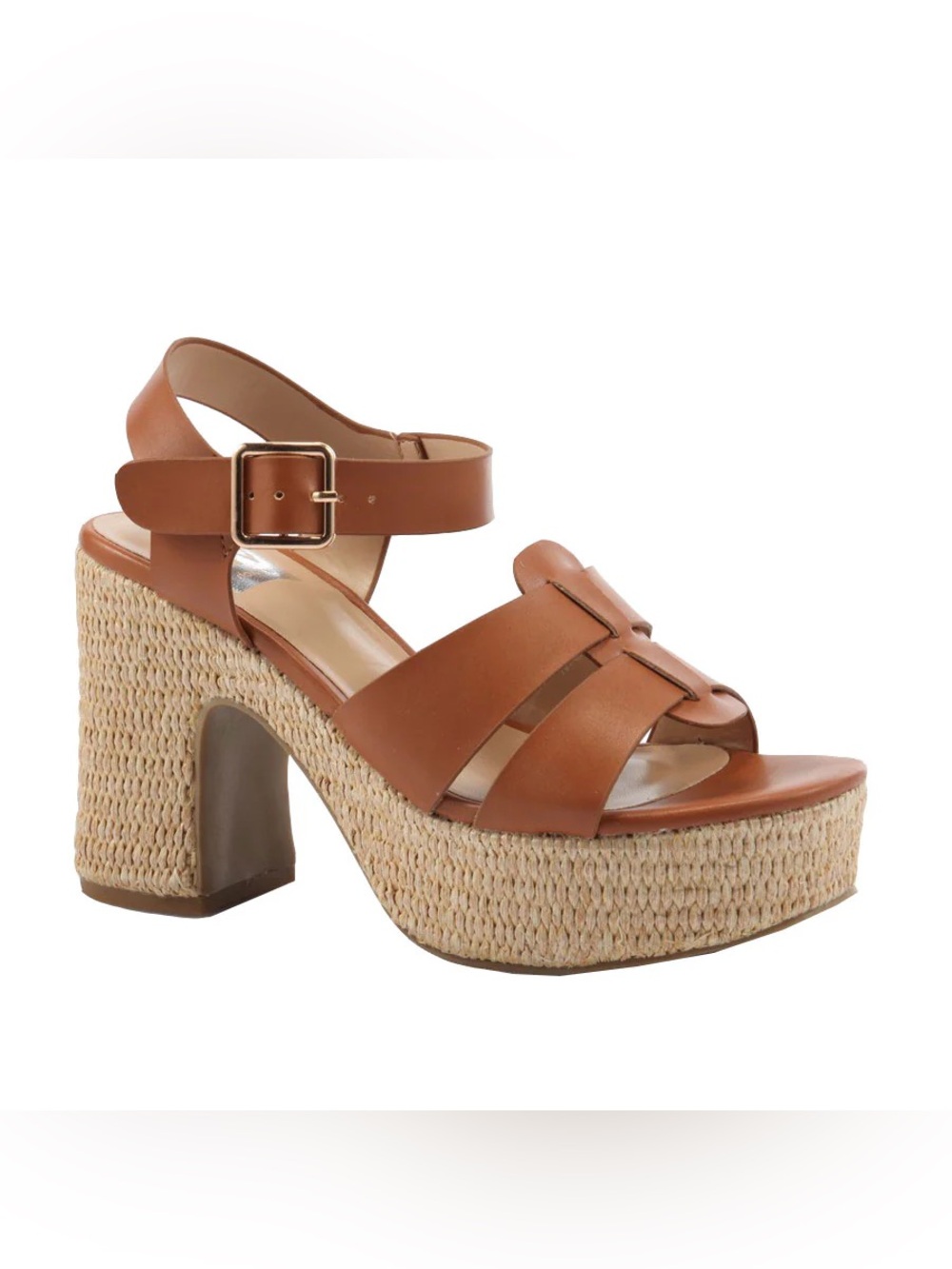 Dolce Vita Tan Woven-Platform Leather Sandals